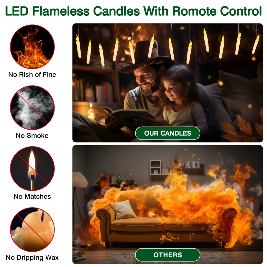 LED Floating Candles with Magic Wand for Halloween Decor
