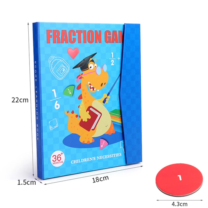 Magnetic Fraction Learning Toy, Wooden Math Teaching Set