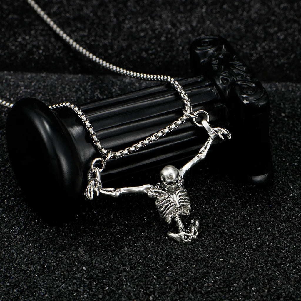Skull Necklace Punk Gothic Pendant Halloween Jewelry for Men
