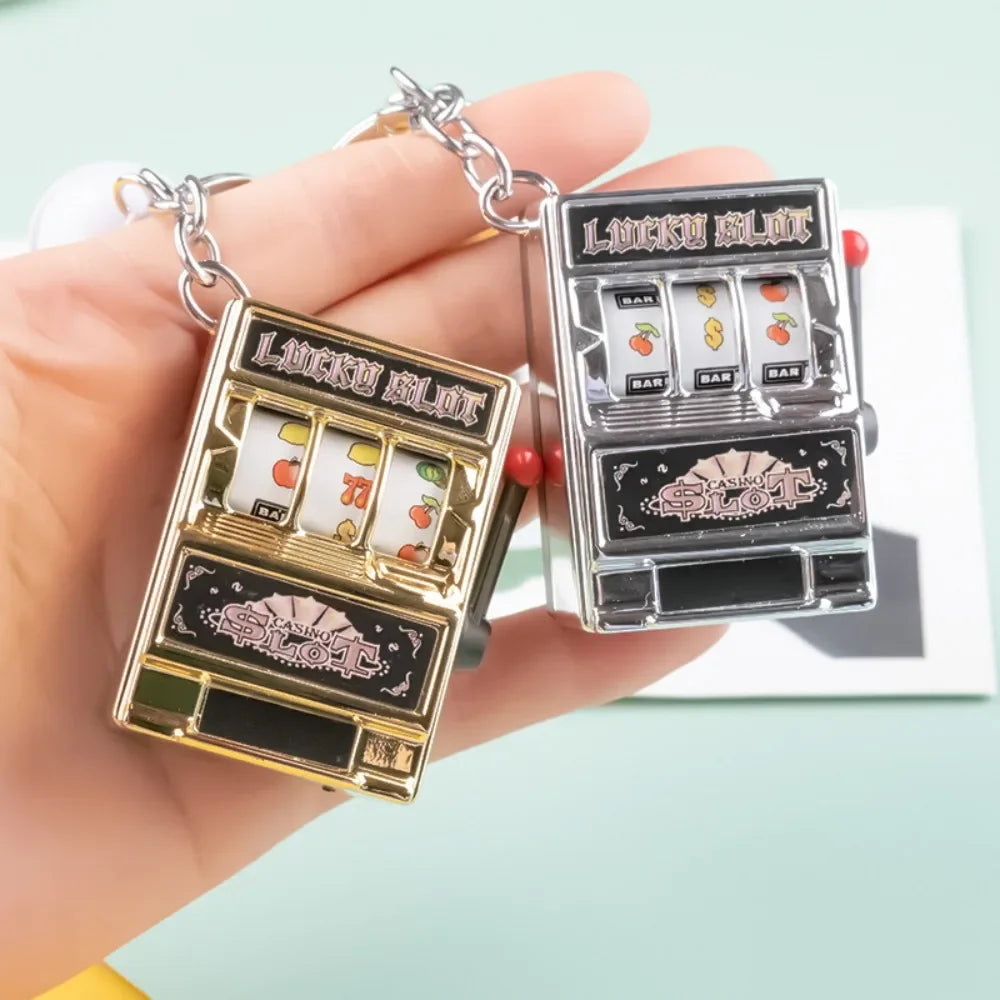 Slot Machine Keychain Fruit Design Metal Key Ring Gift