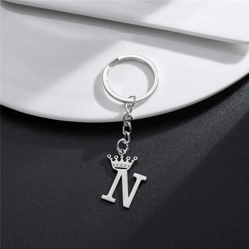 Initial Letter Keychain – Stainless Steel Alphabet Key Ring