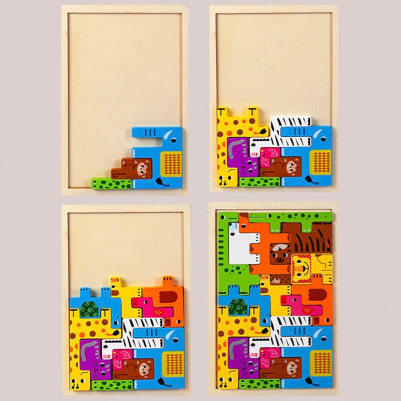 Wooden Animal Puzzle – Montessori Logic & Matching Toy for Kids