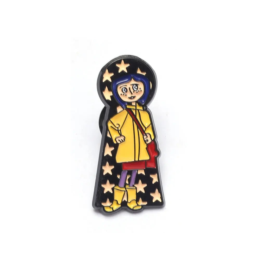 Horror Character Enamel Pin – Gothic Halloween Lapel Brooch