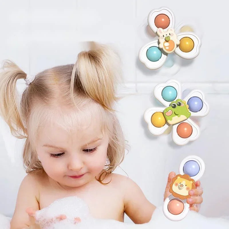 Baby Bath Toys – 3-Piece Suction Cup Spinner Sensory Set