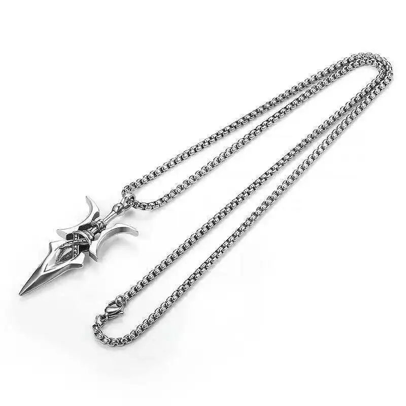 Cosplay Pendant Necklace Halberd Design Anime Halloween Jewelry