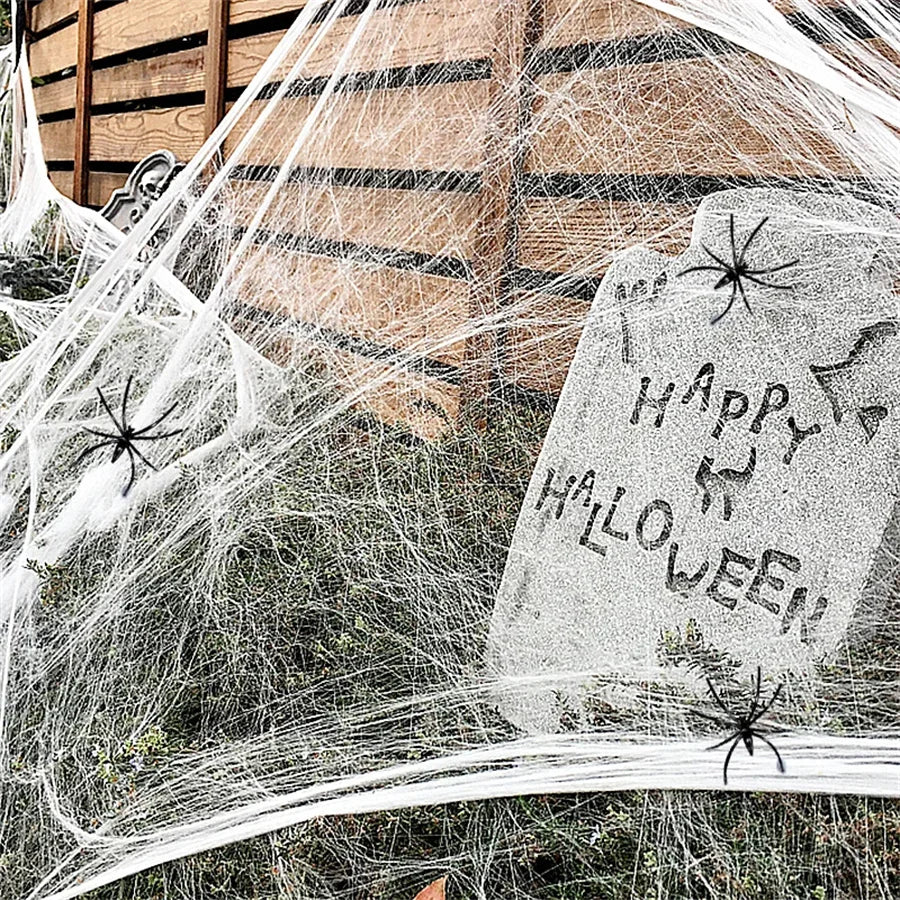 Halloween Spider Web – Stretchy Cobweb Haunted House Decor