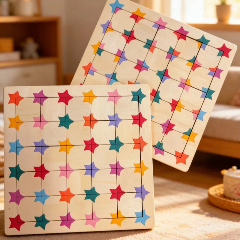 Wooden Star Puzzle – Kids Educational Shape Recognition Toy