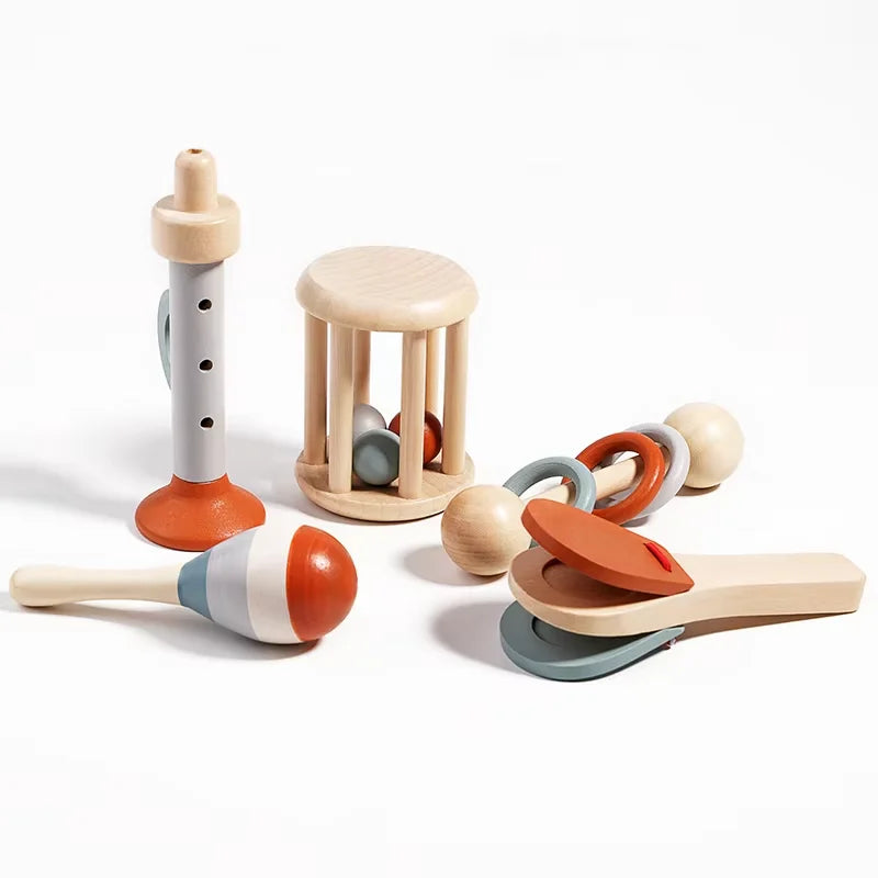 Baby Musical Instrument Set – 5-Piece Wooden Toddler Learning Toys