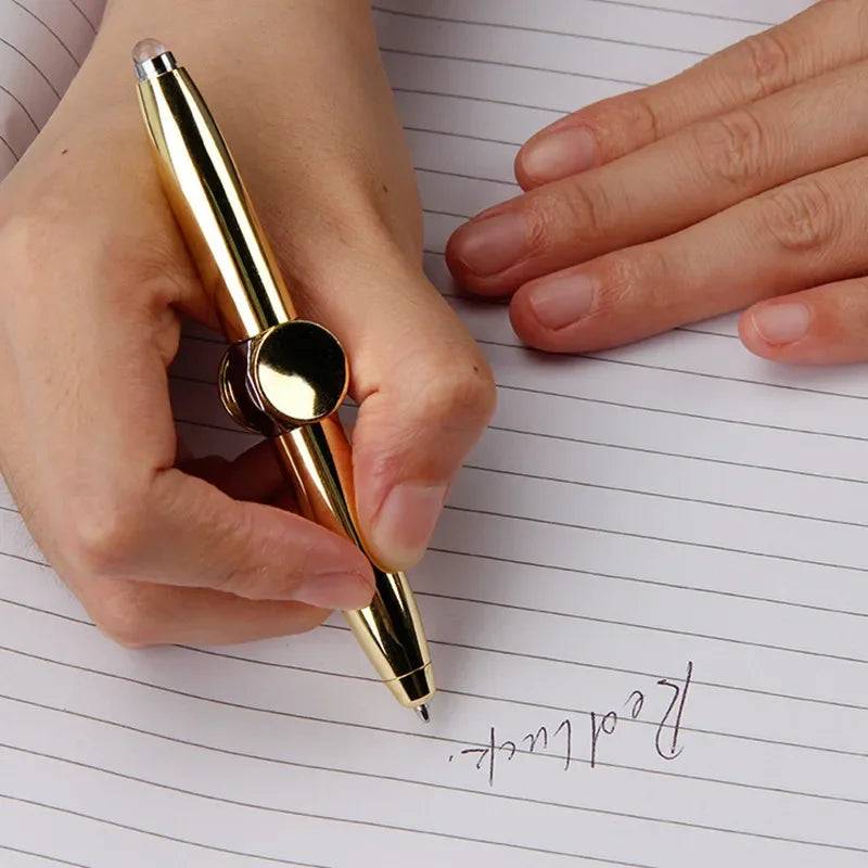 LED Fidget Spinner Pen – Metal Gyro Ballpoint Pen with Light