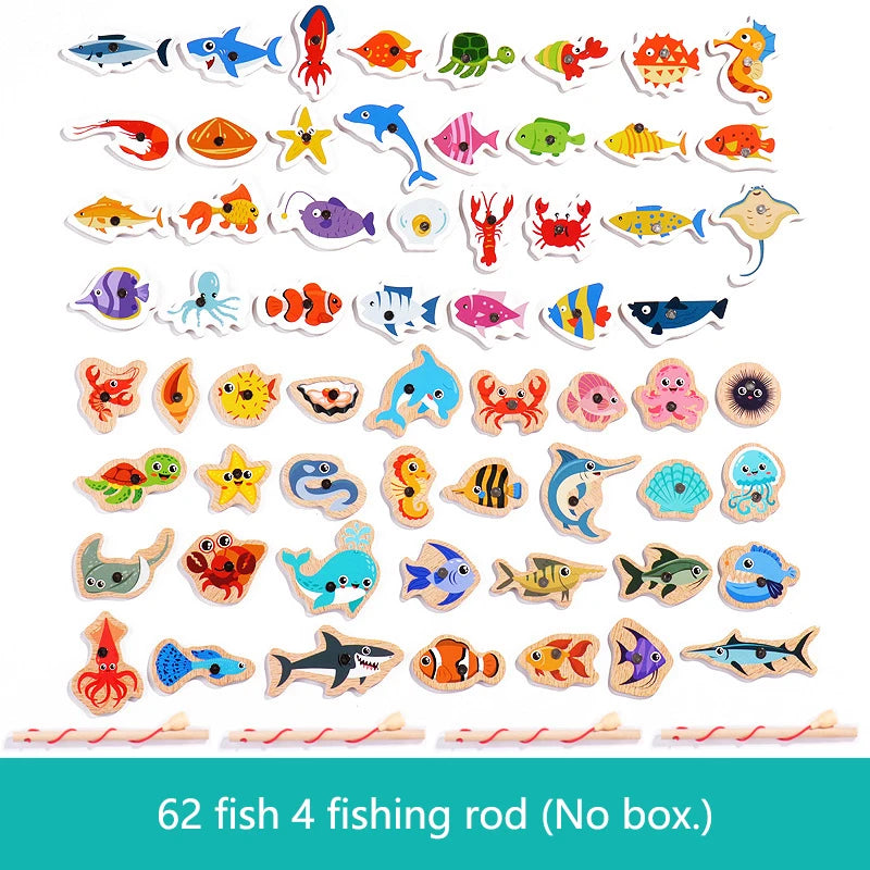 Wooden Magnetic Fishing Toy – Marine Life Learning Game
