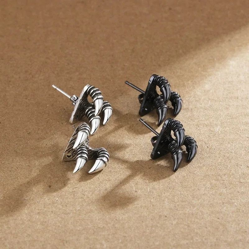 Gothic Claw Stud Earrings Black Punk Metal Jewelry