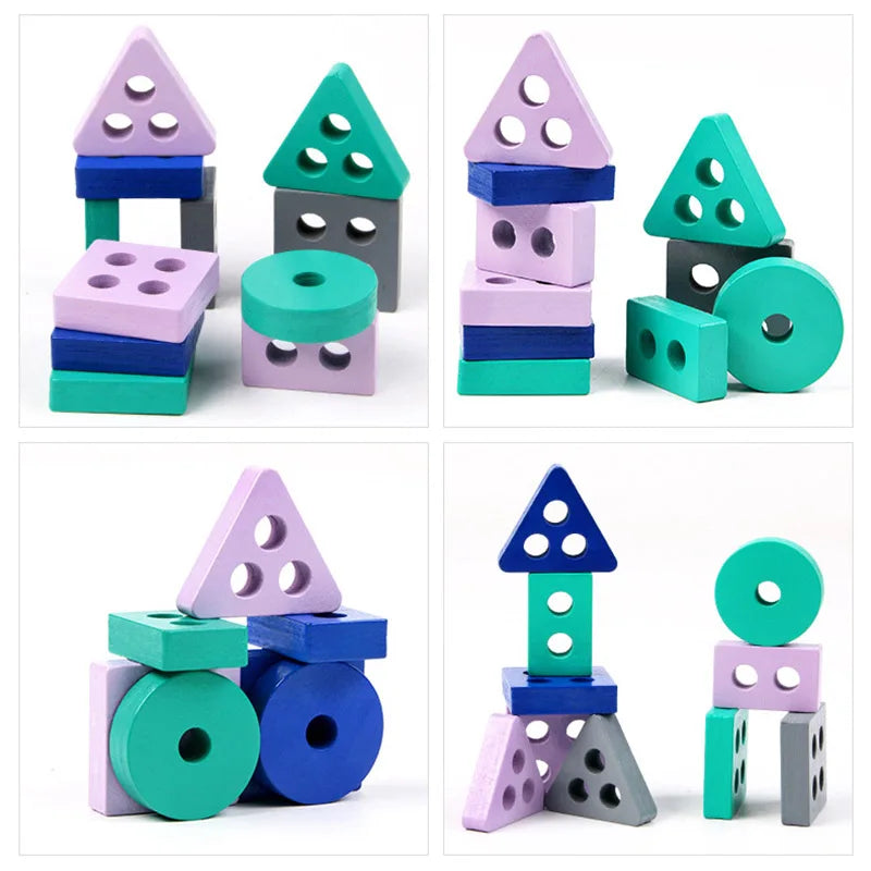 Wooden Building Blocks – Color & Shape Matching Puzzle Toy