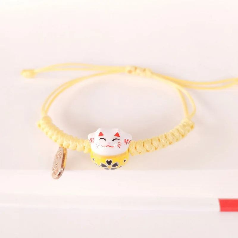 Lucky Cat Bracelet – Ceramic Braided Charm Bracelet for Women