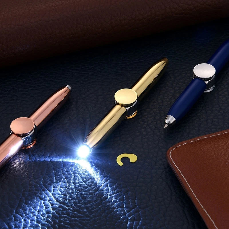 LED Fidget Spinner Pen – Metal Gyro Ballpoint Pen with Light