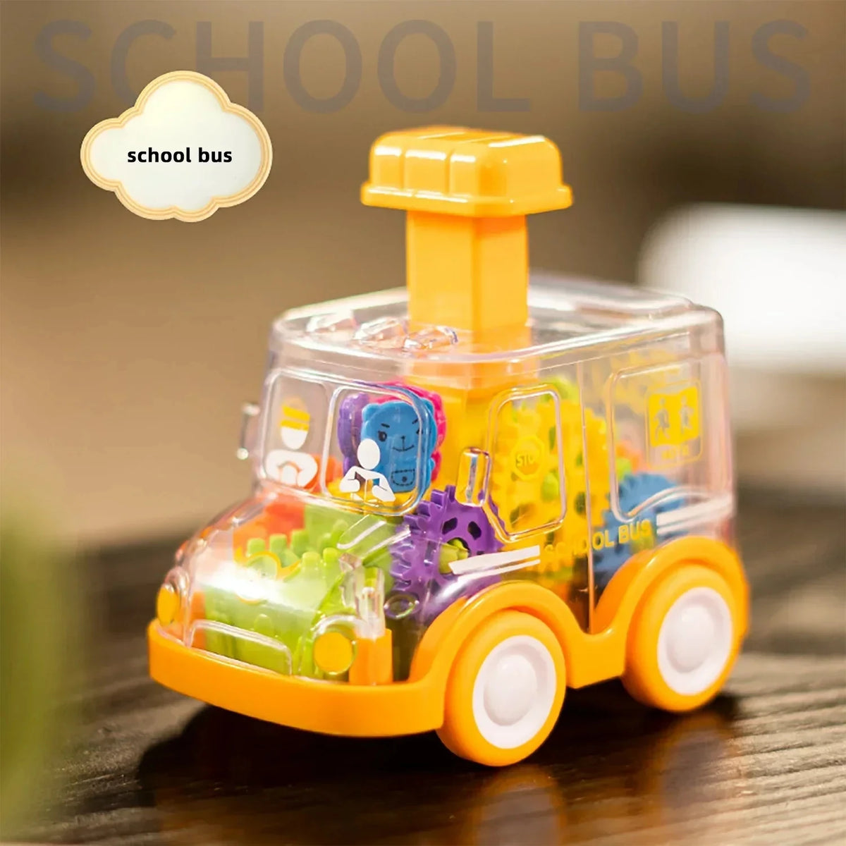 Transparent Gear Car Toy – Pull Back Inertia Car for Kids