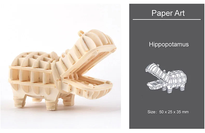 3D Wooden Animal Puzzle – DIY Assembly Model Kit