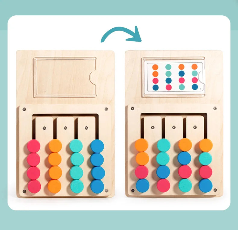 Wooden Color Sorting Game Montessori Shape Matching Toy for Kids