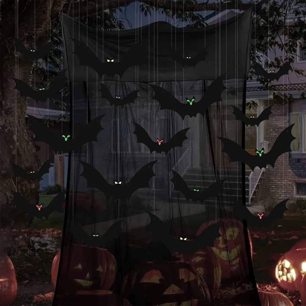 Halloween Bat Decorations, 12PCS Hanging Plastic Bats for Outdoor Decor