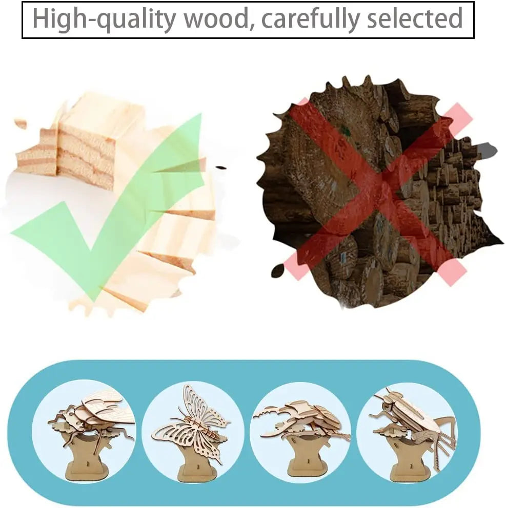 3D Wooden Animal Puzzle – DIY Assembly Model Kit