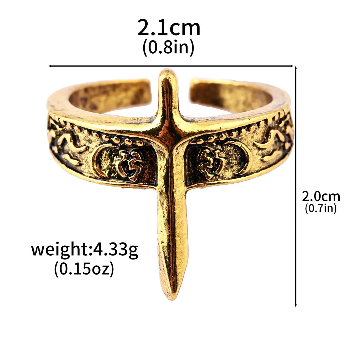 Gothic Fantasy Ring Vintage Dark Style Jewelry for Men
