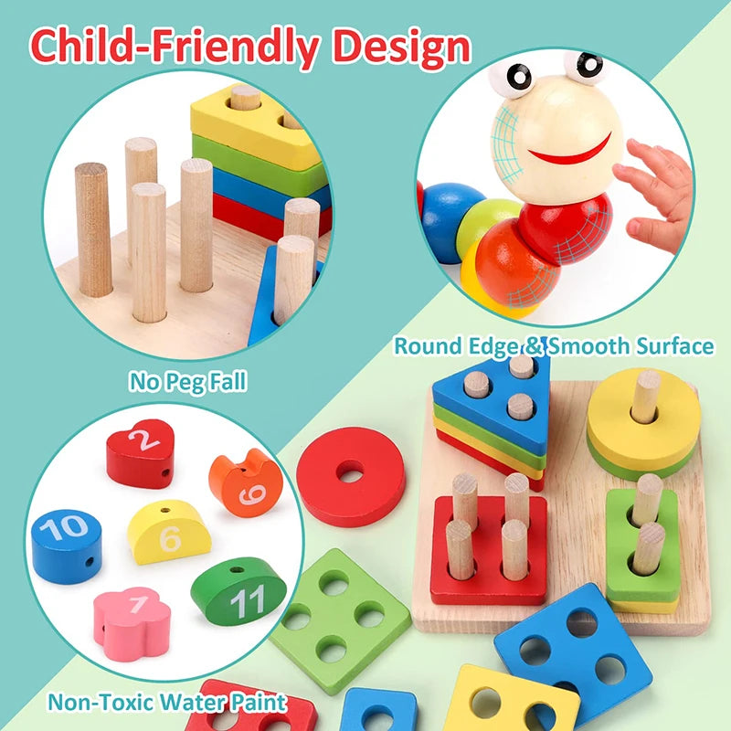 Montessori Wooden Puzzles for Kids – 3D Early Learning Toy