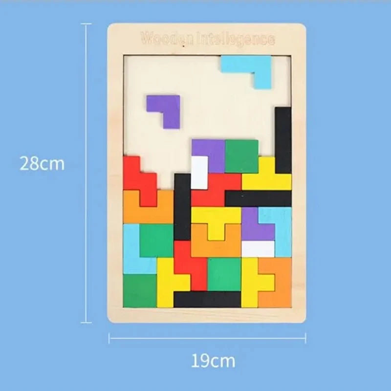 Wooden Tangram Puzzle – Colorful Geometric Brain Teaser