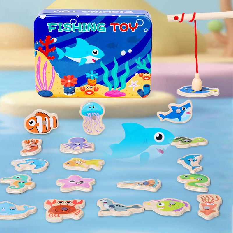 Wooden Magnetic Fishing Toy – Marine Life Learning Game