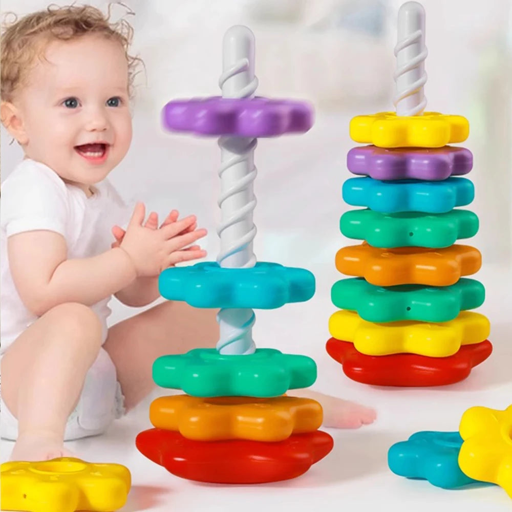 Montessori Stacking Toy – Rotating Rainbow Educational Learning Toy