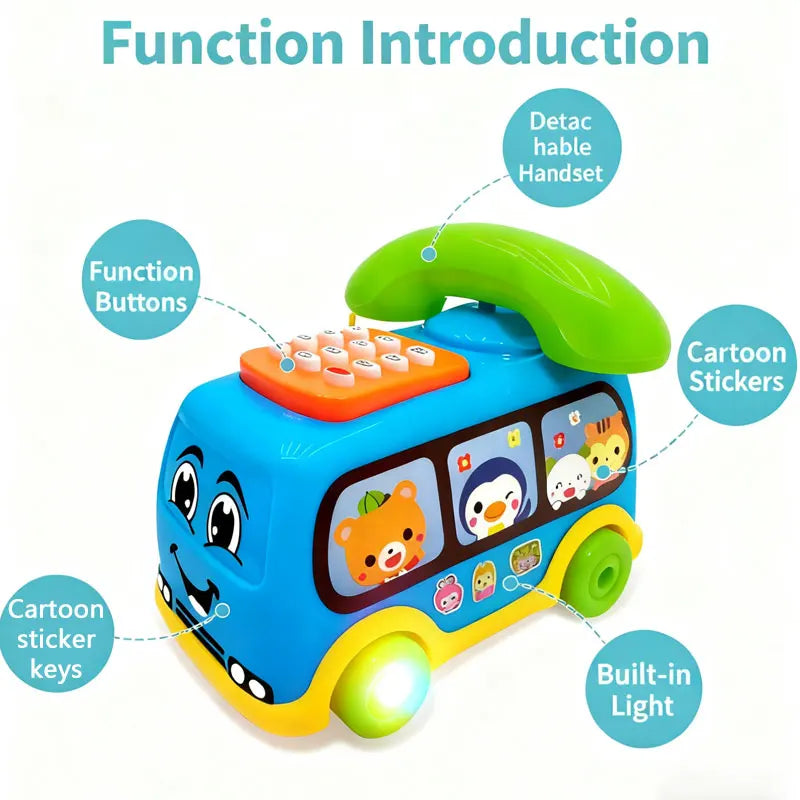 Toddler Telephone Toy – Interactive Musical Bus Learning Toy