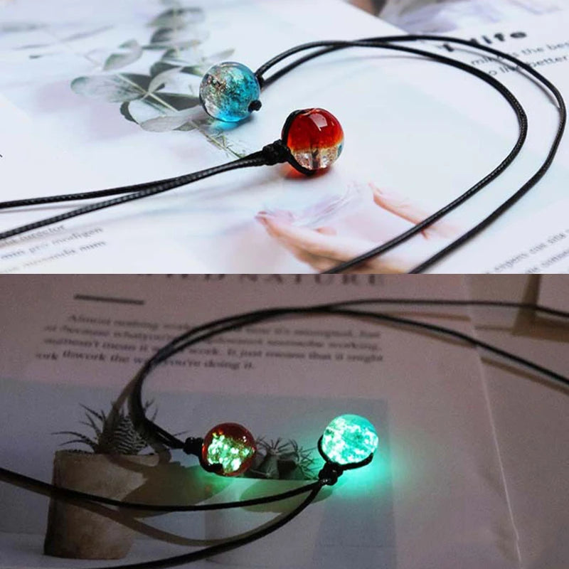 Glowing Gem Necklace Luminous Stone Halloween Pendant