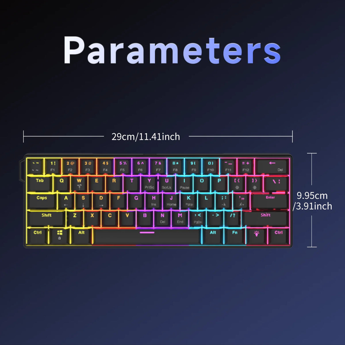 60% Mechanical Gaming Keyboard – 61 Key RGB Hot-Swappable