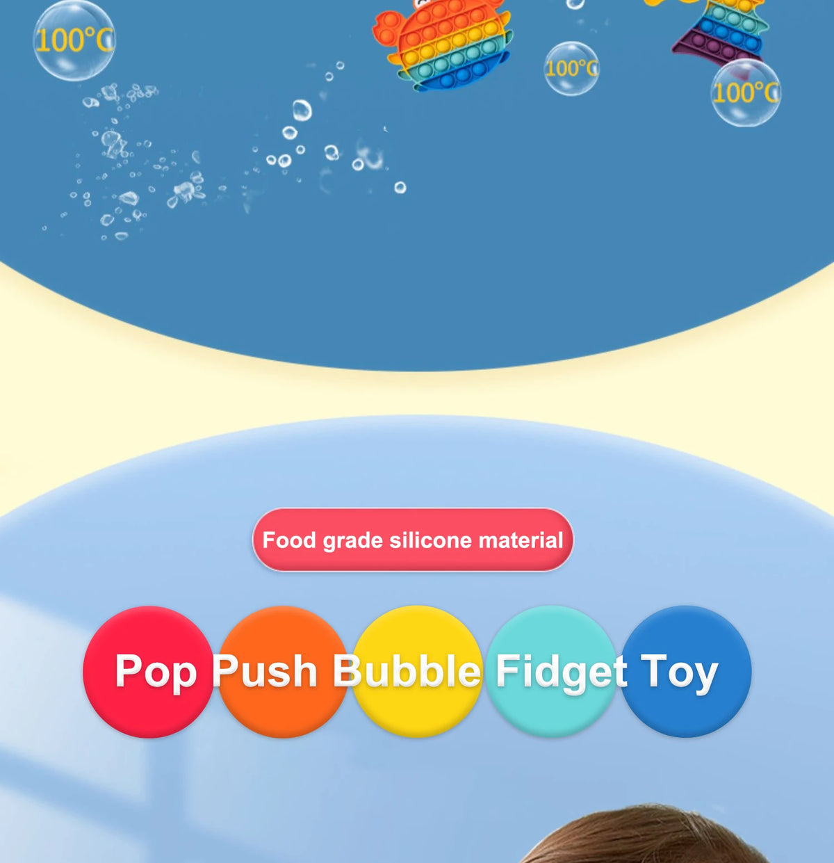 Pop It Fidget Toy – Rainbow Bubble Pop Sensory Stress Relief Toy