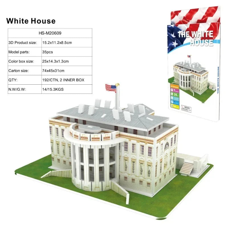 3D Architectural Puzzle Landmark Paper Building Model for Kids