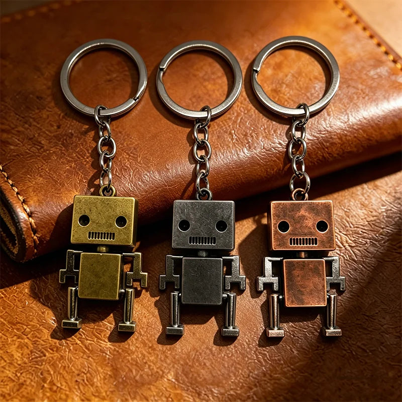 Robot Keychain – Retro Movable Metal Key Ring