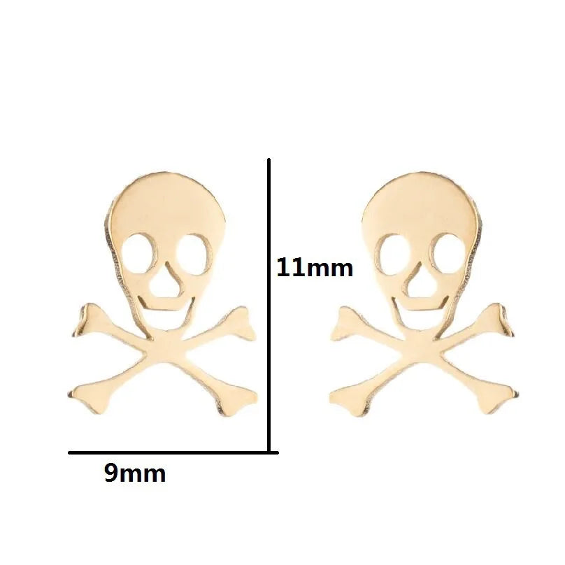 Skull Stud Earrings – Stainless Steel Gothic Earrings for Women