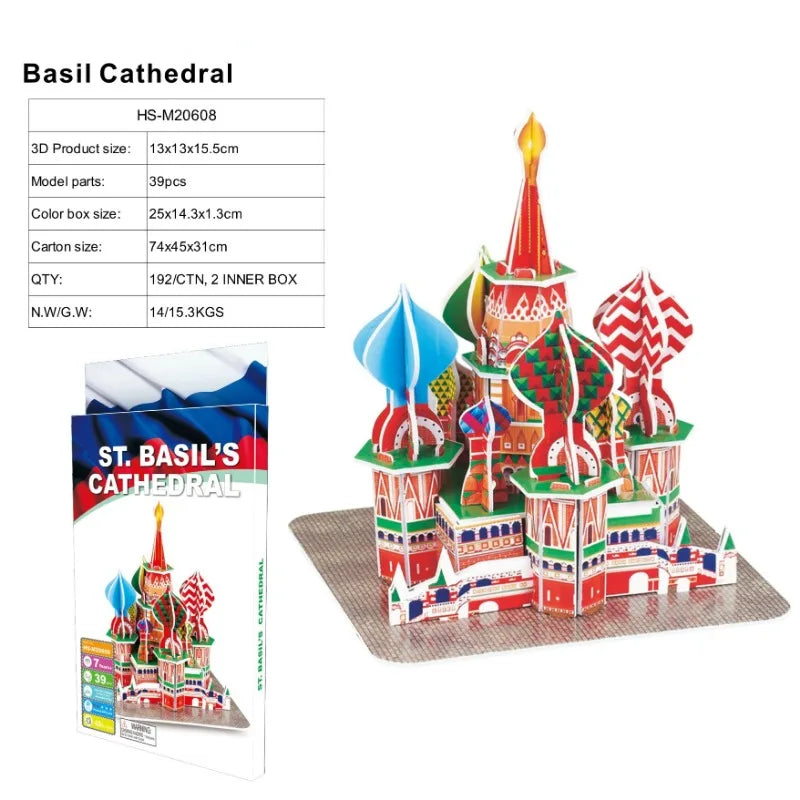 3D Architectural Puzzle Landmark Paper Building Model for Kids