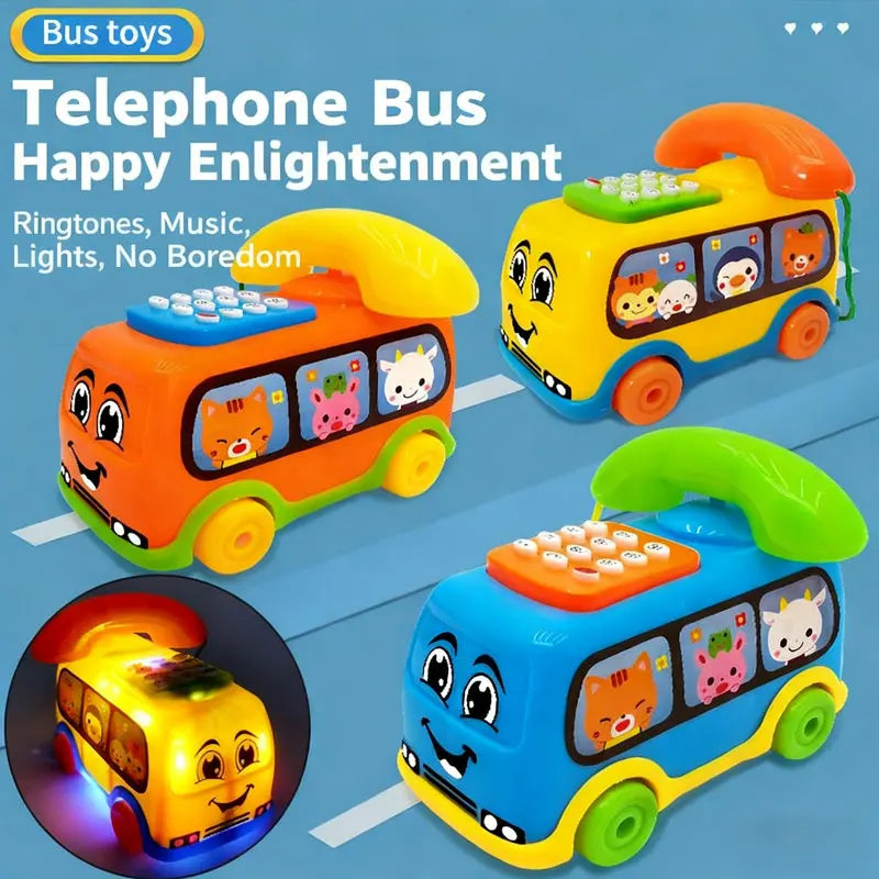 Toddler Telephone Toy – Interactive Musical Bus Learning Toy