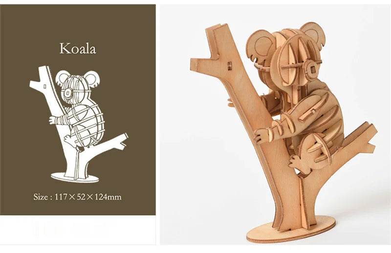 3D Wooden Animal Puzzle – DIY Assembly Model Kit