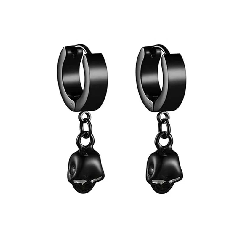 Design Stainless Steel Skull Drop Earrings For Women Men Fashion Gothic Street Hip Hop Ear Jewelry Pendant Cool Stud Earrings