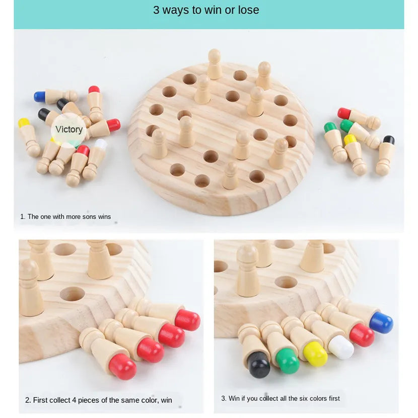 Wooden Memory Matching Game – Montessori Educational Board Puzzle