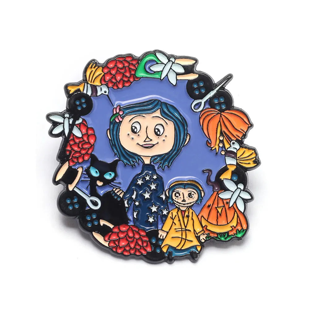 Horror Character Enamel Pin – Gothic Halloween Lapel Brooch