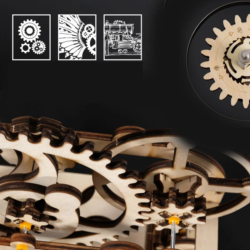 3D Wooden Puzzle Marble Run – Mechanical Model Building Kit