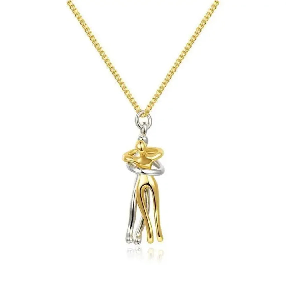 Black Hug Pendant Necklace – Elegant Love Symbol for Daily Wear