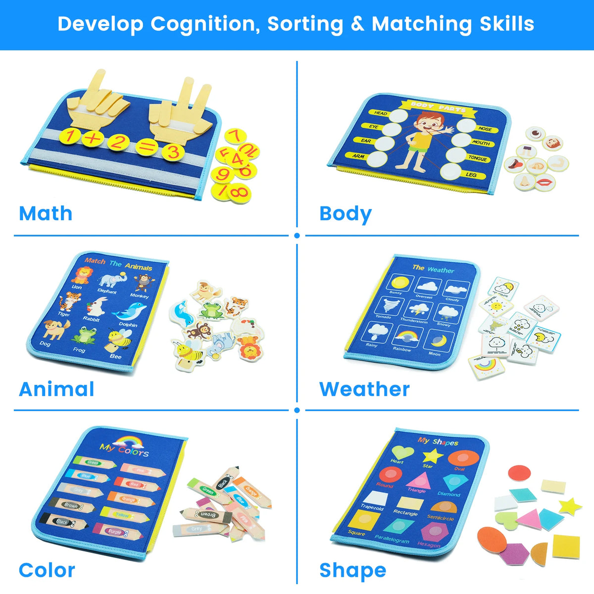 Montessori Busy Board for Toddlers, Sensory Life Skills Learning Toy
