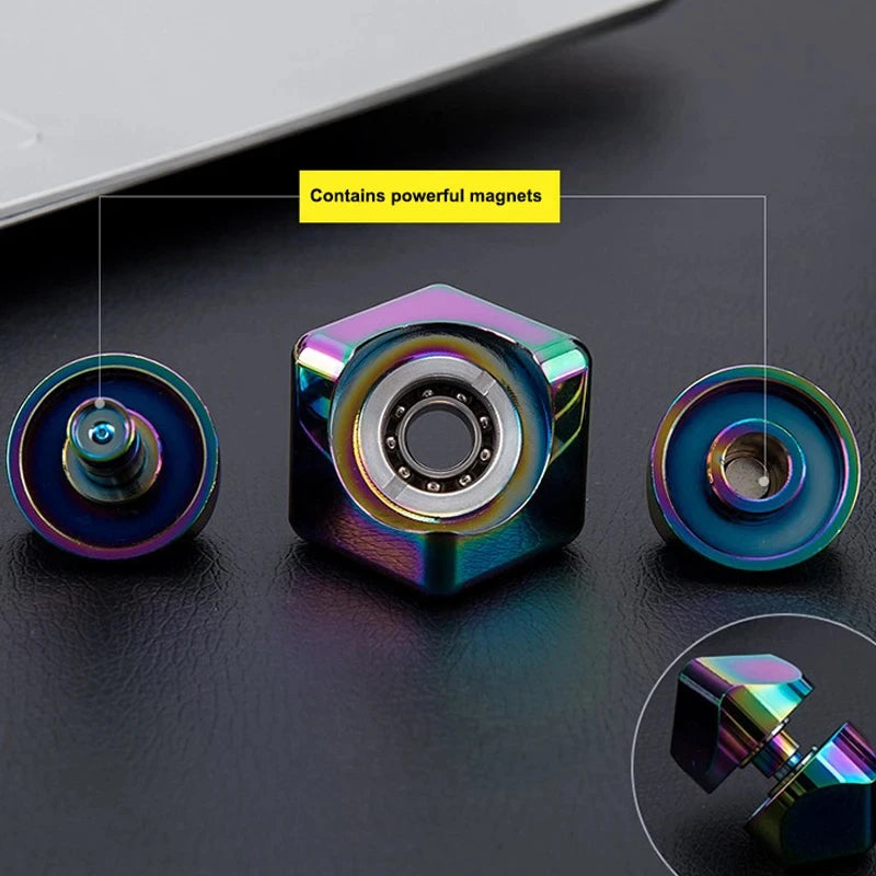 Cube Fidget Spinner – Metal Gyroscope Fingertip Toy for Adults