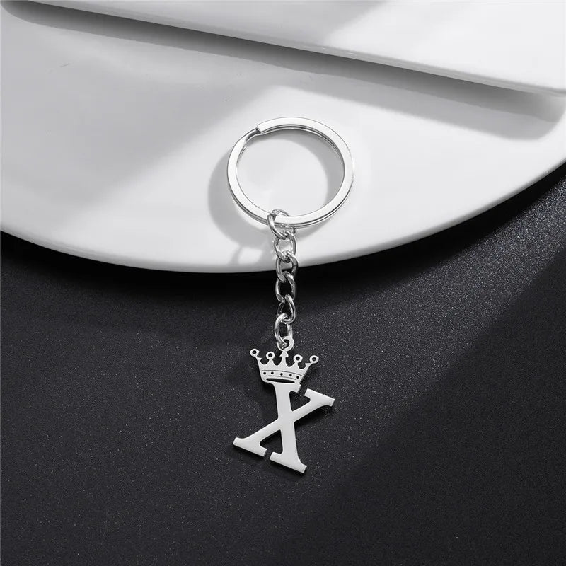 Initial Letter Keychain – Stainless Steel Alphabet Key Ring