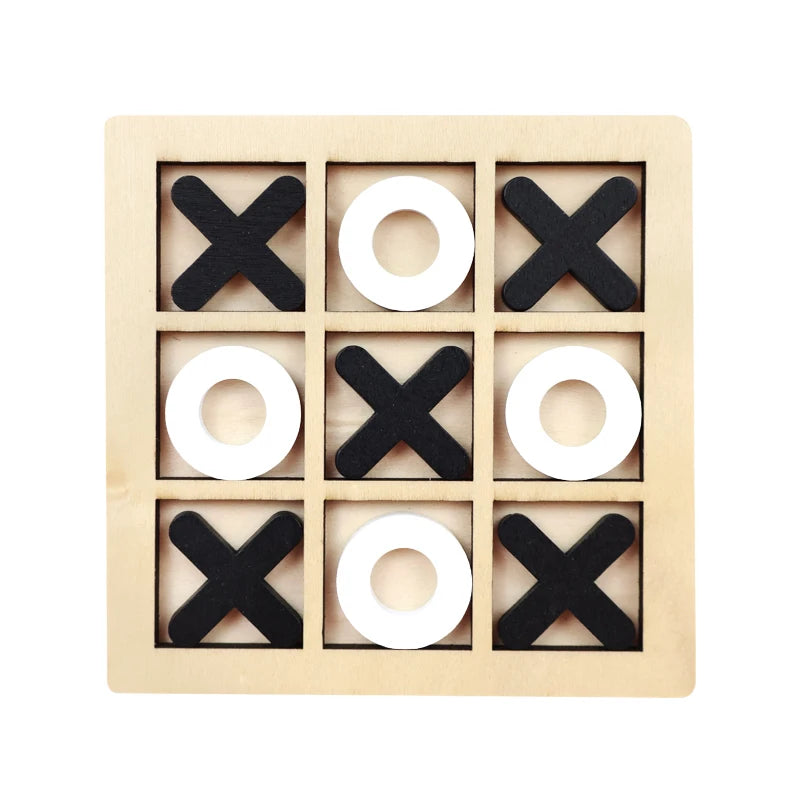 Wooden Tic Tac Toe Game – Kids XO Strategy Board