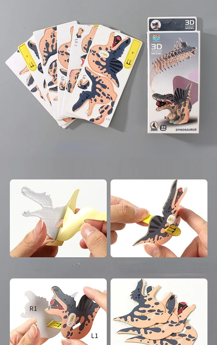 3D Dinosaur Puzzle Paper Animal Model Educational Toy