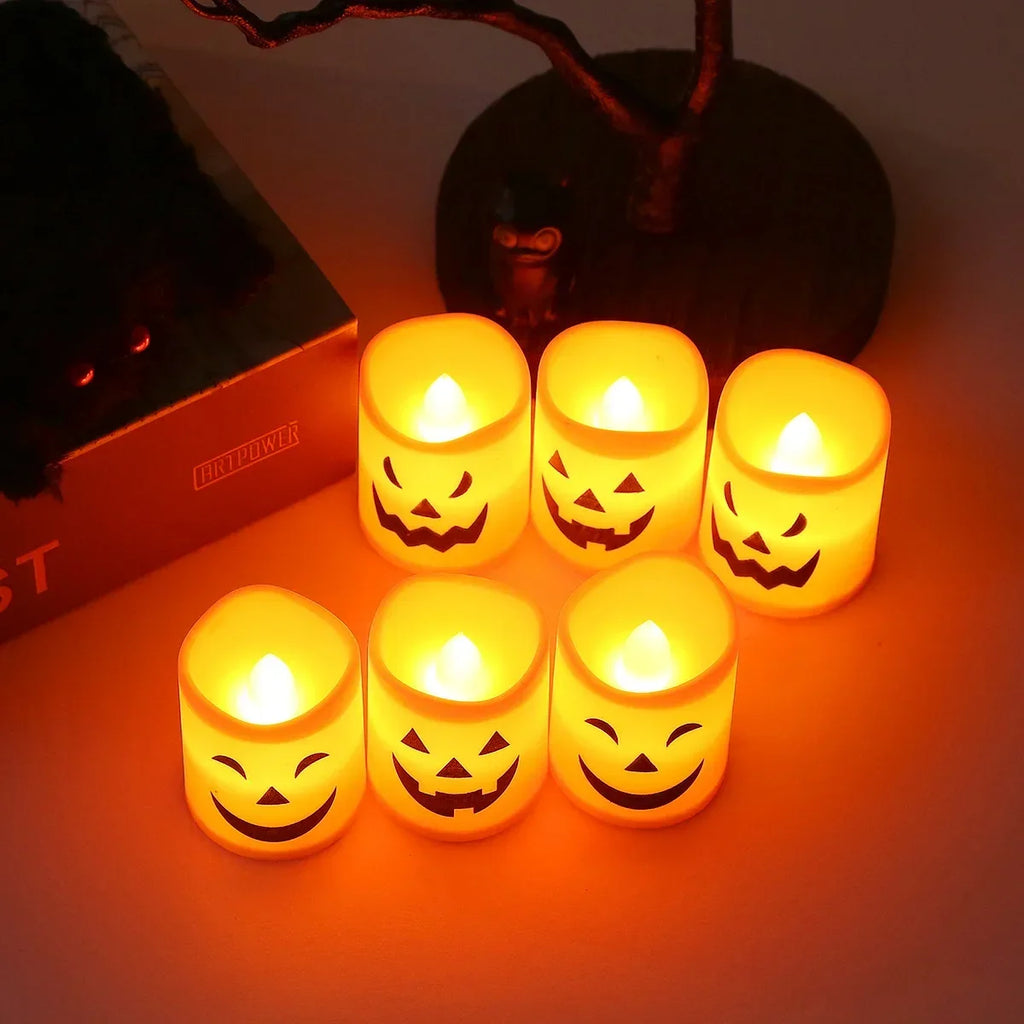 Halloween Flameless Candles – 6Pcs LED Pumpkin Skull Ghost Lights