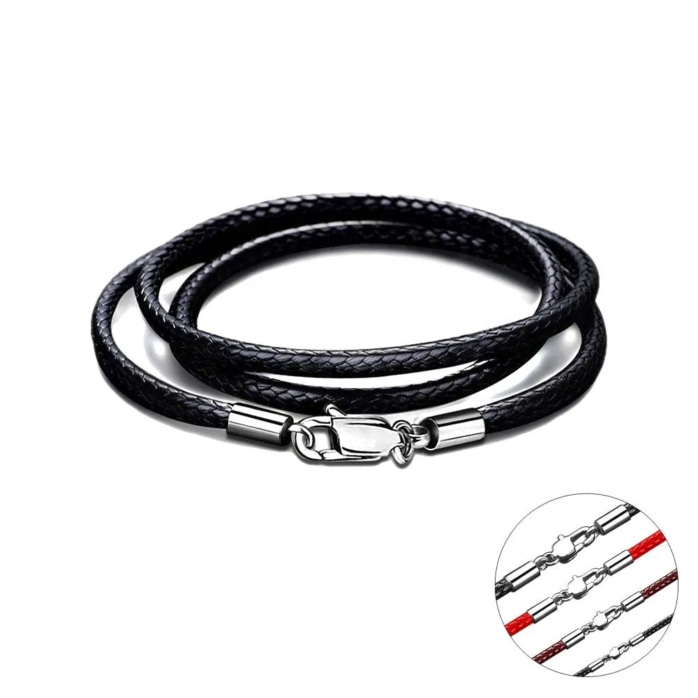 Braided Leather Necklace Cord – Waxed Rope with Clasp